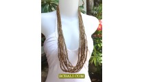 Golden Beads Necklaces Design Multi Strand Wood